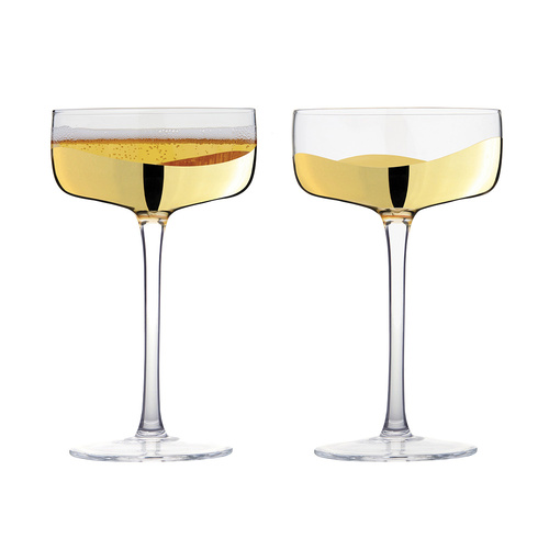 Anton Studio Designs Wave Champagne Saucer Gold - Set of 2