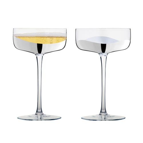 Anton Studio Designs Wave Champagne Saucer Silver - Set of 2