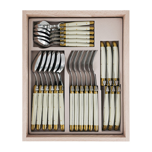 VERDIER CUTLERY SET 24 PC IVORY/BRASS