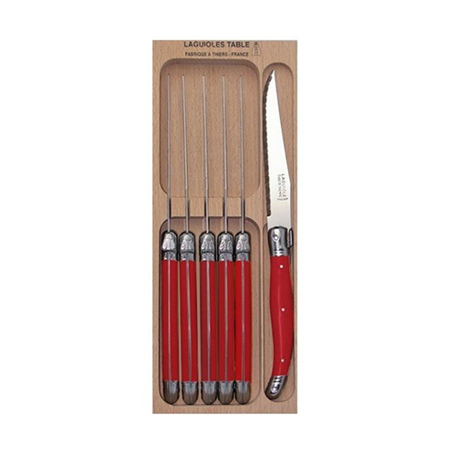 VERDIER STEAK KNIFE SET 6 BRIGHT RED