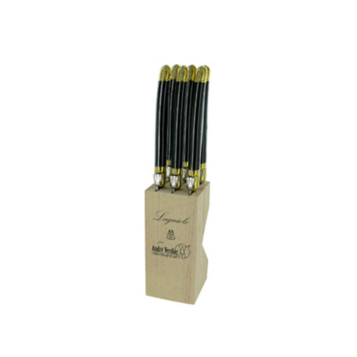 VERDIER STEAK KNIFE BLOCK SET 6 BRASS