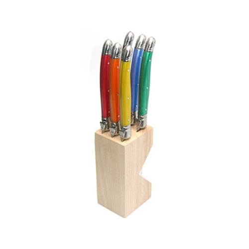 VERDIER STEAK KNIFE BLOCK SET 6 COLOURED