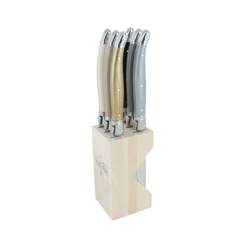 VERDIER STEAK KNIFE BLOCK SET 6 NEUTRAL