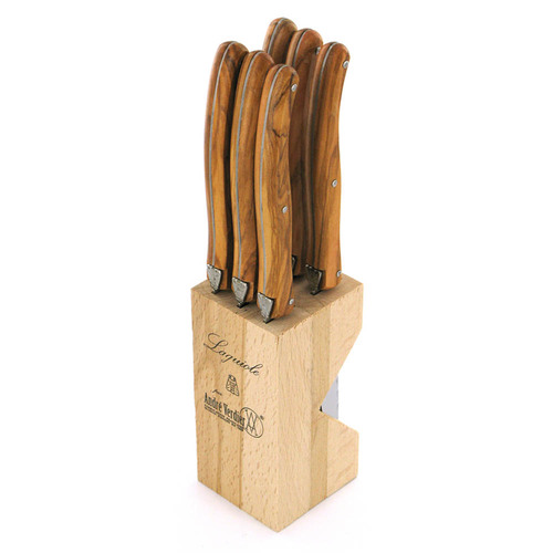 VERDIER STEAK KNIFE BLOCK OLIVE WOOD