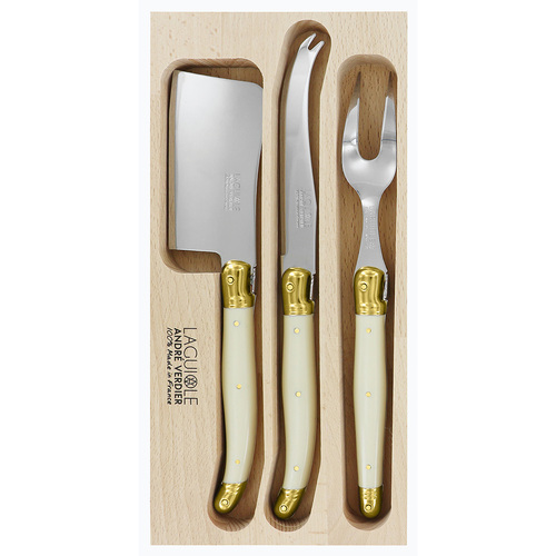 VERDIER CHEESE SET IVORY/BRASS 3PC