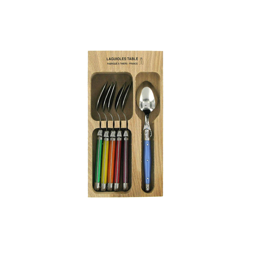 VERDIER TEASPOONS SET 6 COLOURED PRL