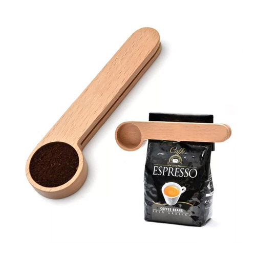 COFFEE SPOON WITH CLIP WOODEN