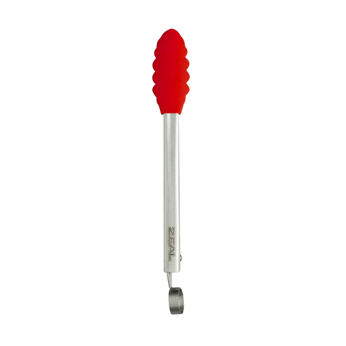 ZEAL TONGS 7" SILICONE HEAD RED